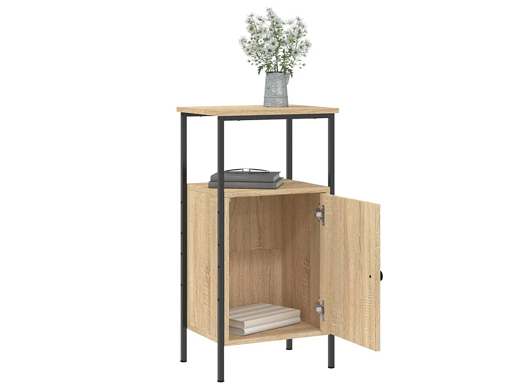 Nachtkastje 41x31x80 cm bewerkt hout sonoma eikenkleurig