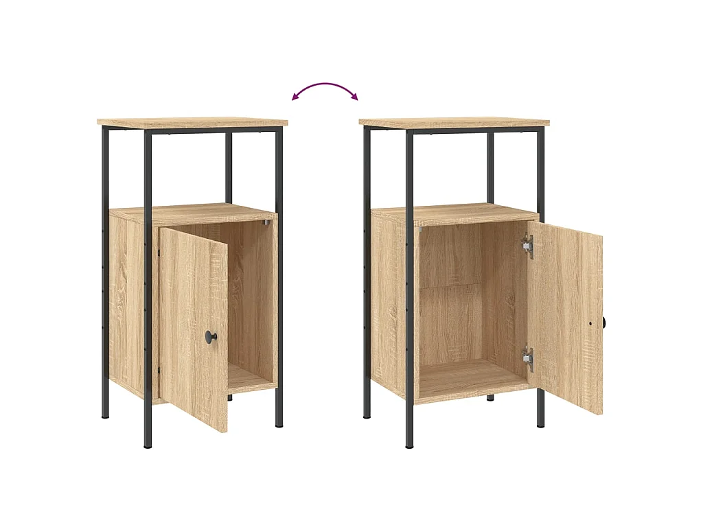 Nachtkastje 41x31x80 cm bewerkt hout sonoma eikenkleurig