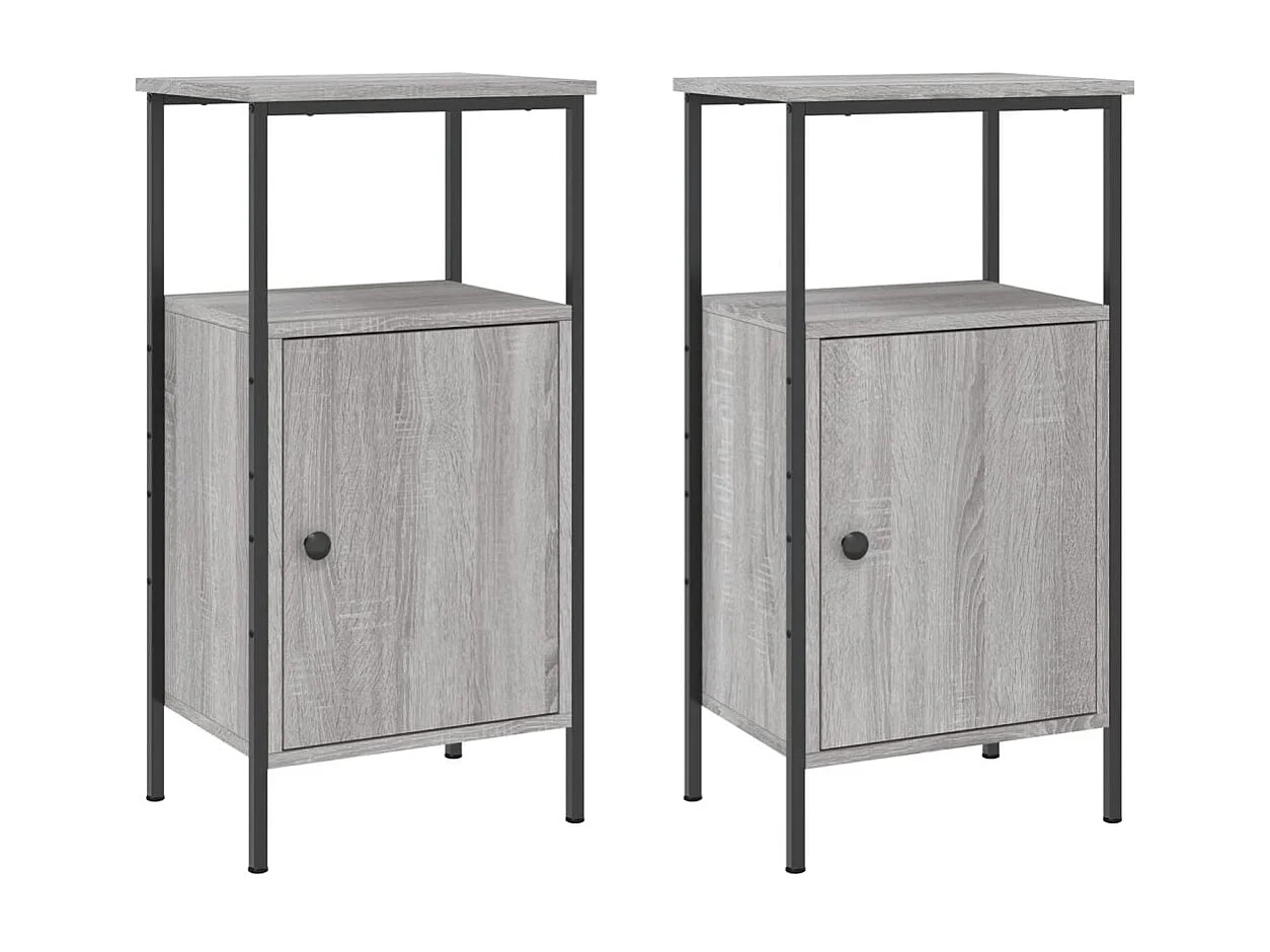 Mesas cabeceira 2 pcs 41x31x80cm deriv. madeira cinzento sonoma