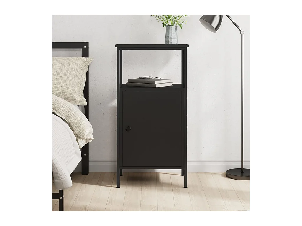 Nachtkastje 41x31x80 cm bewerkt hout zwart