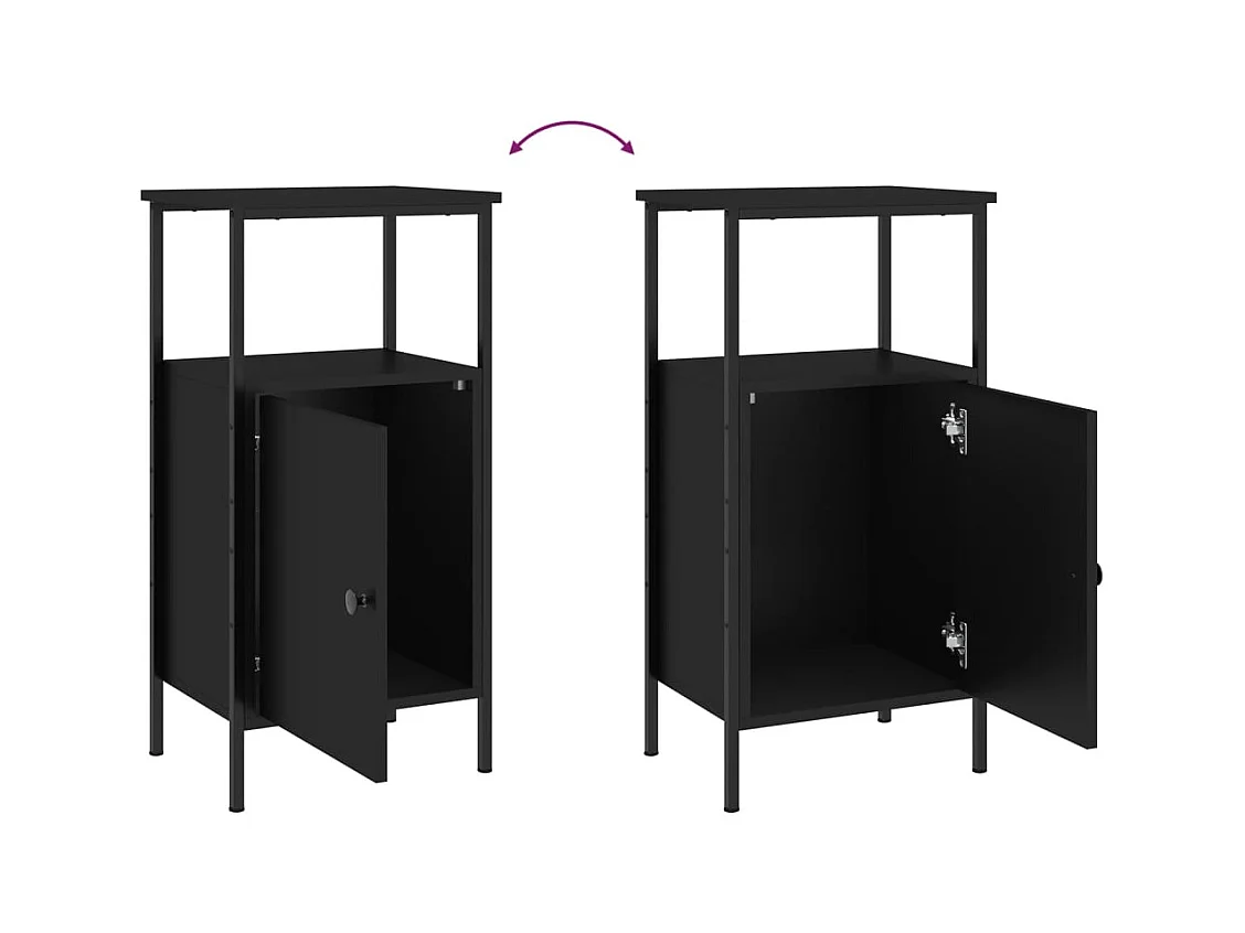 Nachtkastje 41x31x80 cm bewerkt hout zwart