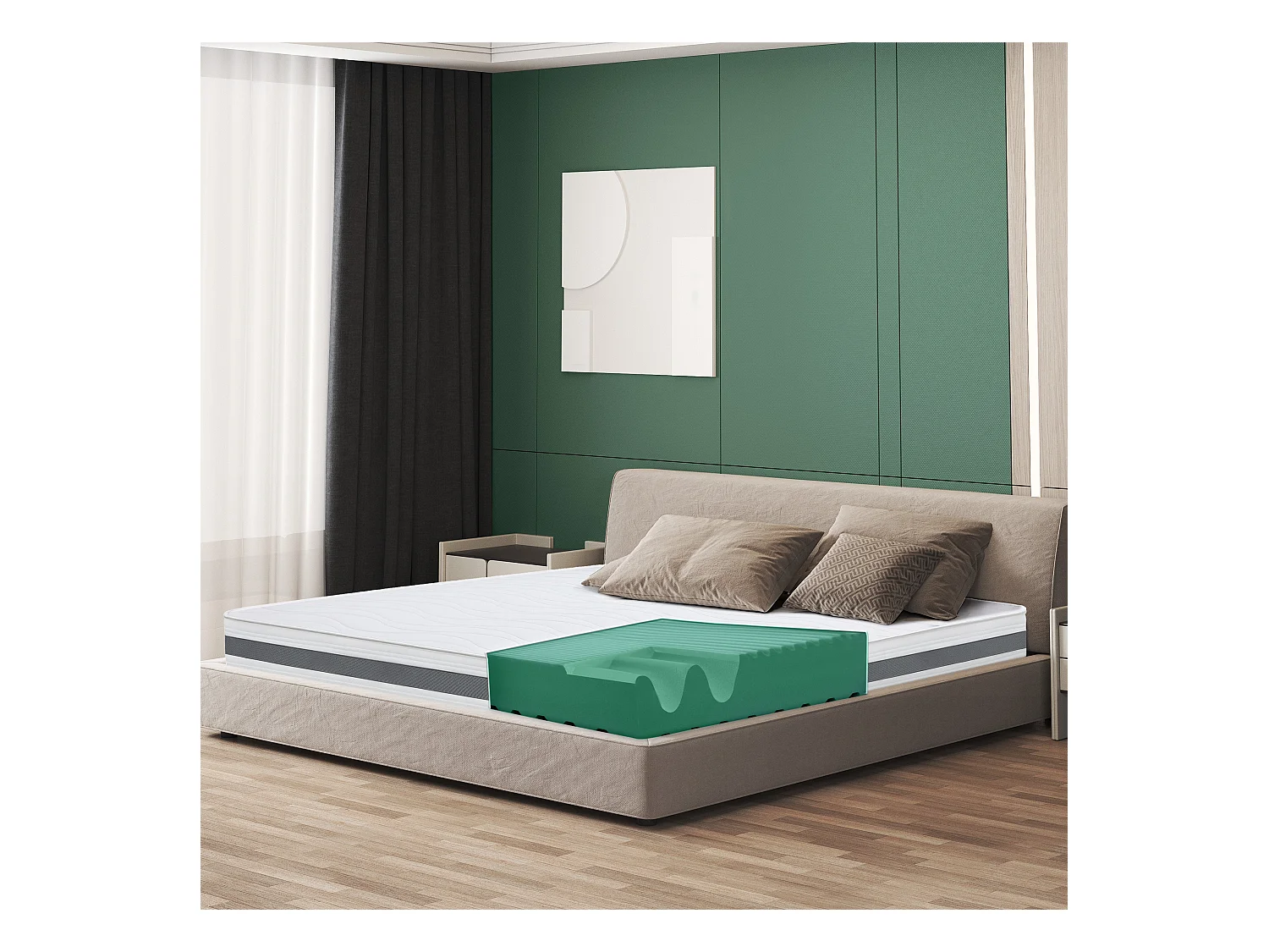 Doppelmatratze King Size 180x210 Memory Orthopädisch, Antibakteriell, Anti-Milben, Anti-Allergie.| Höhe 16 cm | Made in Italy