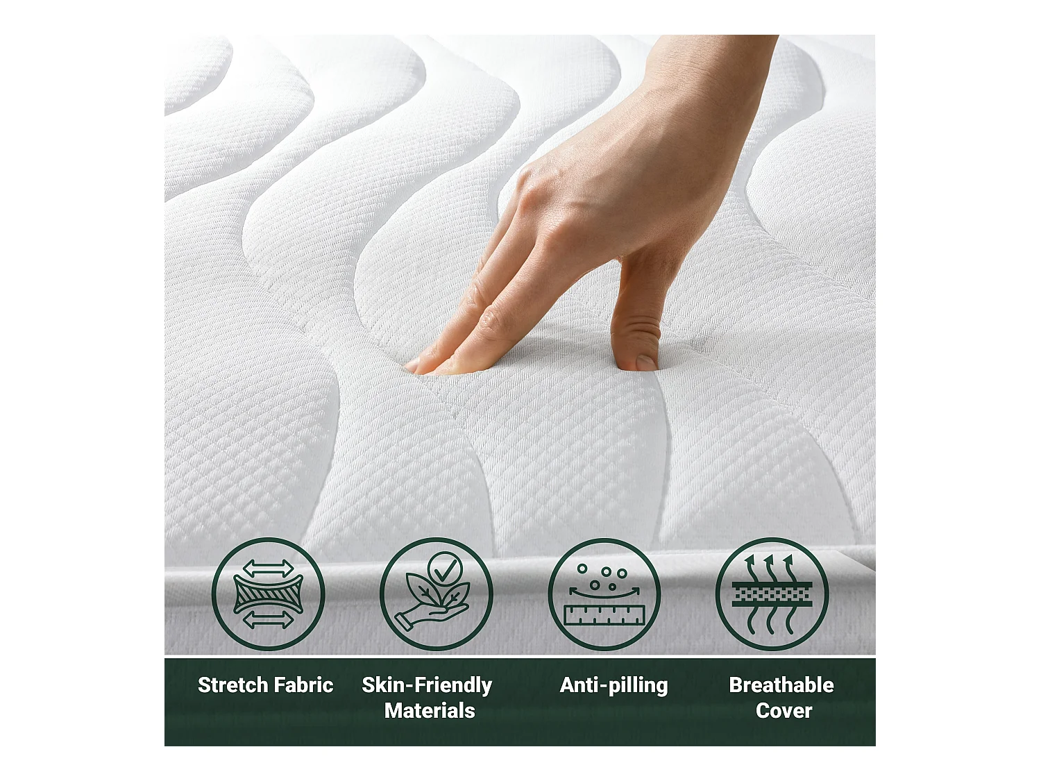 Eenpersoons Matras 110x175 Memory Orthopedisch, antibacterieel, mijtwerend, anti-allergisch | Hoogte 16 cm | Made in Italy