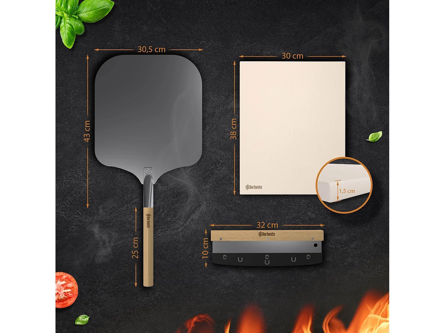 Pierre à pizza - 38 x 30 x 1.5 cm