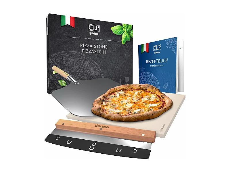 Pierre à pizza+coupe pizza+pelle à pizza - 38 x 30 x 1.5 cm