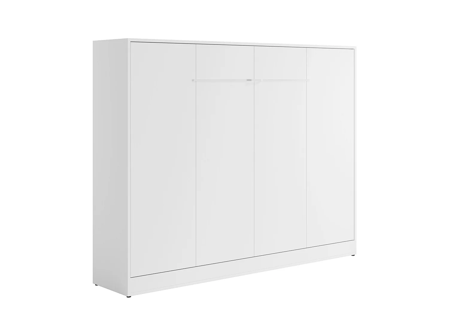 Lit escamotable 140 x 200 cm - Ouverture horizontale manuelle - Avec LEDs - Blanc + Matelas - RAPILI