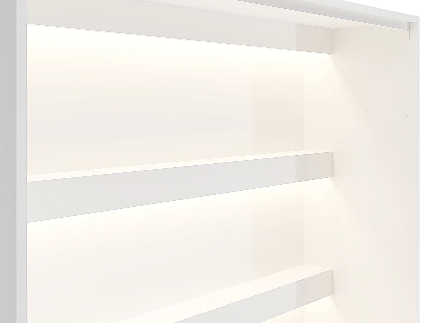 Lit escamotable 140 x 200 cm - Ouverture verticale manuelle - Avec LEDs - Blanc + Matelas - RAPILI