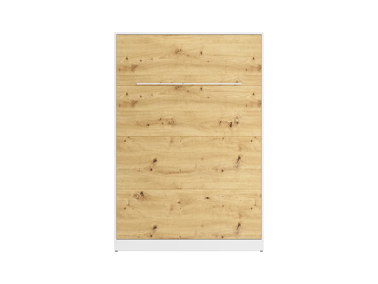 Lit escamotable 140 x 200 cm - Ouverture verticale manuelle - Avec LEDs - Blanc et naturel + Matelas - RAPILI