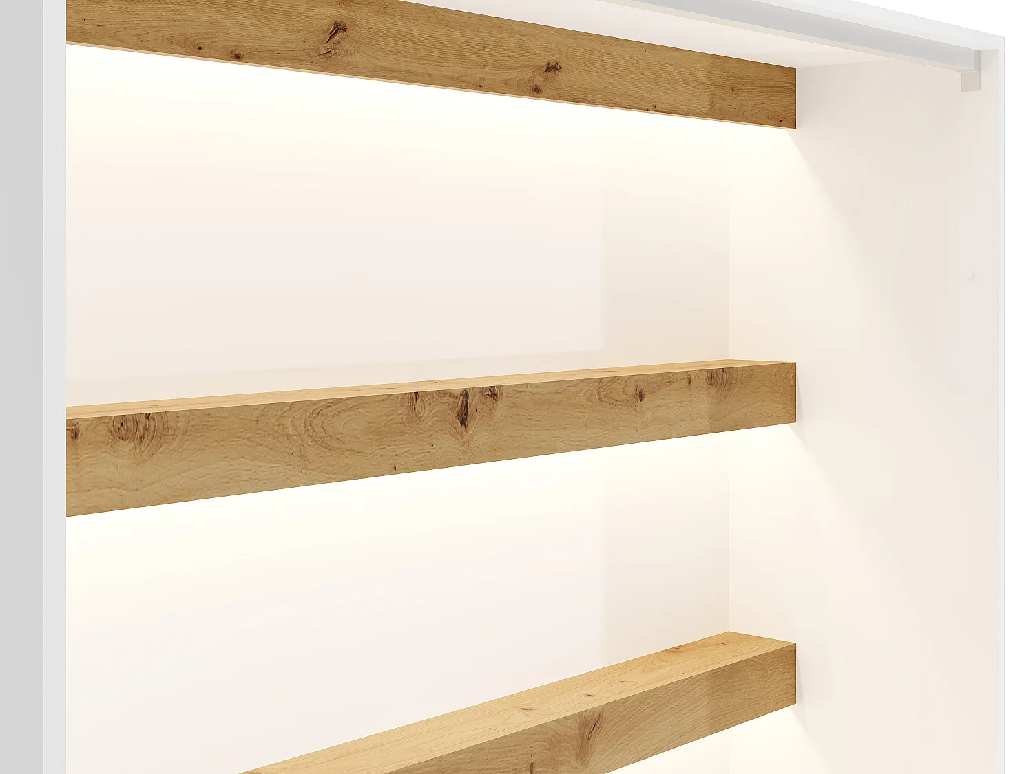 Lit escamotable 140 x 200 cm - Ouverture verticale manuelle - Avec LEDs - Blanc et naturel + Matelas - RAPILI