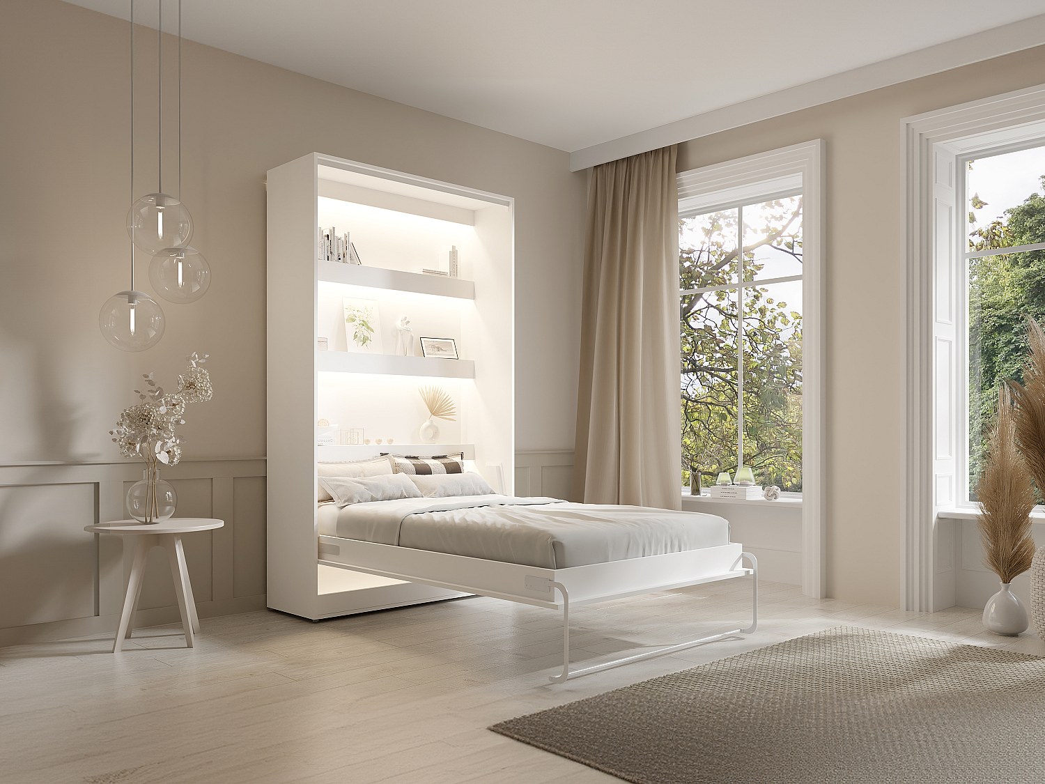 Schrankbett + Matratze - 120 x 200 cm - Manuelle vertikale Öffnung - Mit LE günstig online kaufen