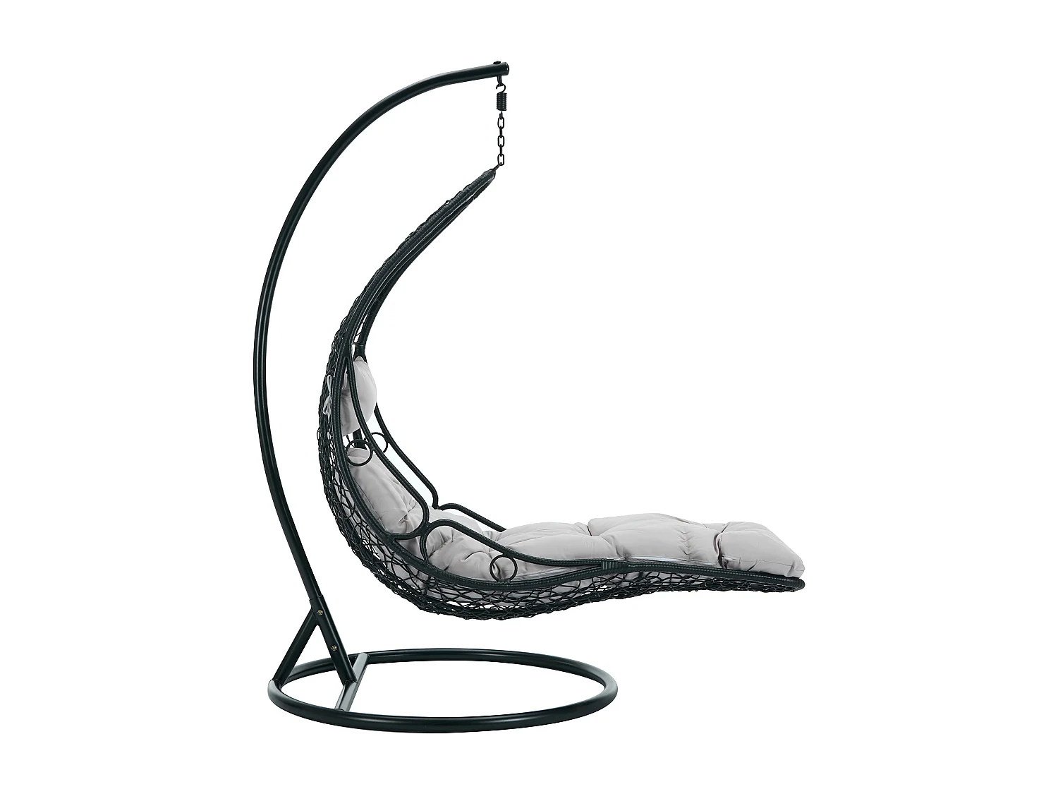 Hängesessel - Polyrattan - Schwarz mit grauen Kissen - LUVA von MYLIA