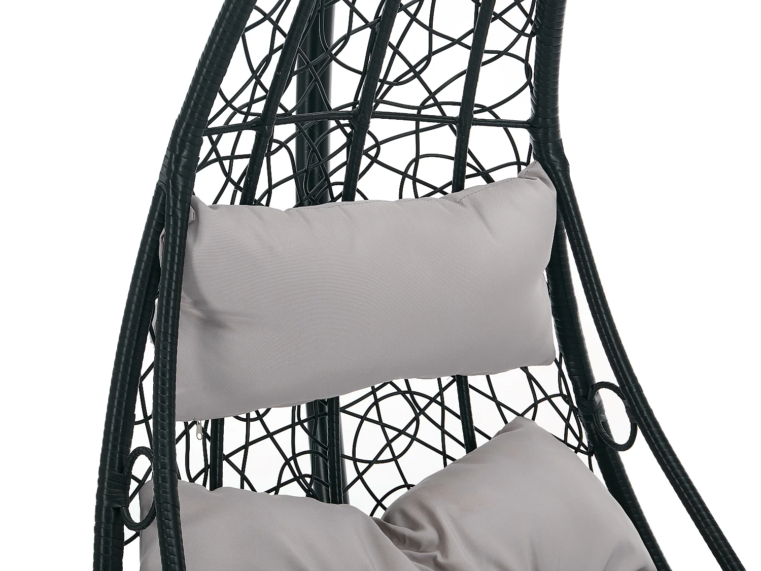 Hängesessel - Polyrattan - Schwarz mit grauen Kissen - LUVA von MYLIA