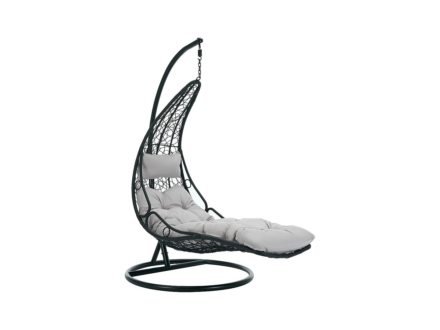 Hangfauteuil van gevlochten hars - Zwart grijs kussen - LUVA van MYLIA