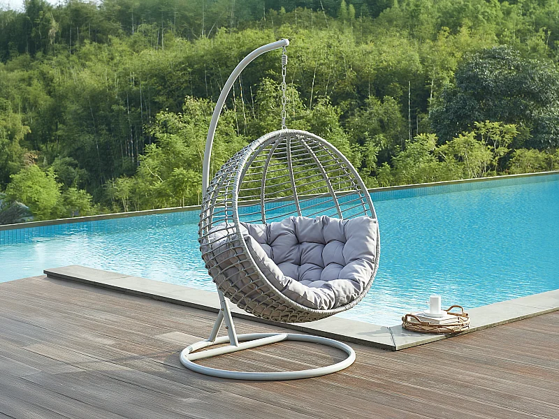 Hangfauteuil van gevlochten hars - Grijs - BONTOC van MYLIA