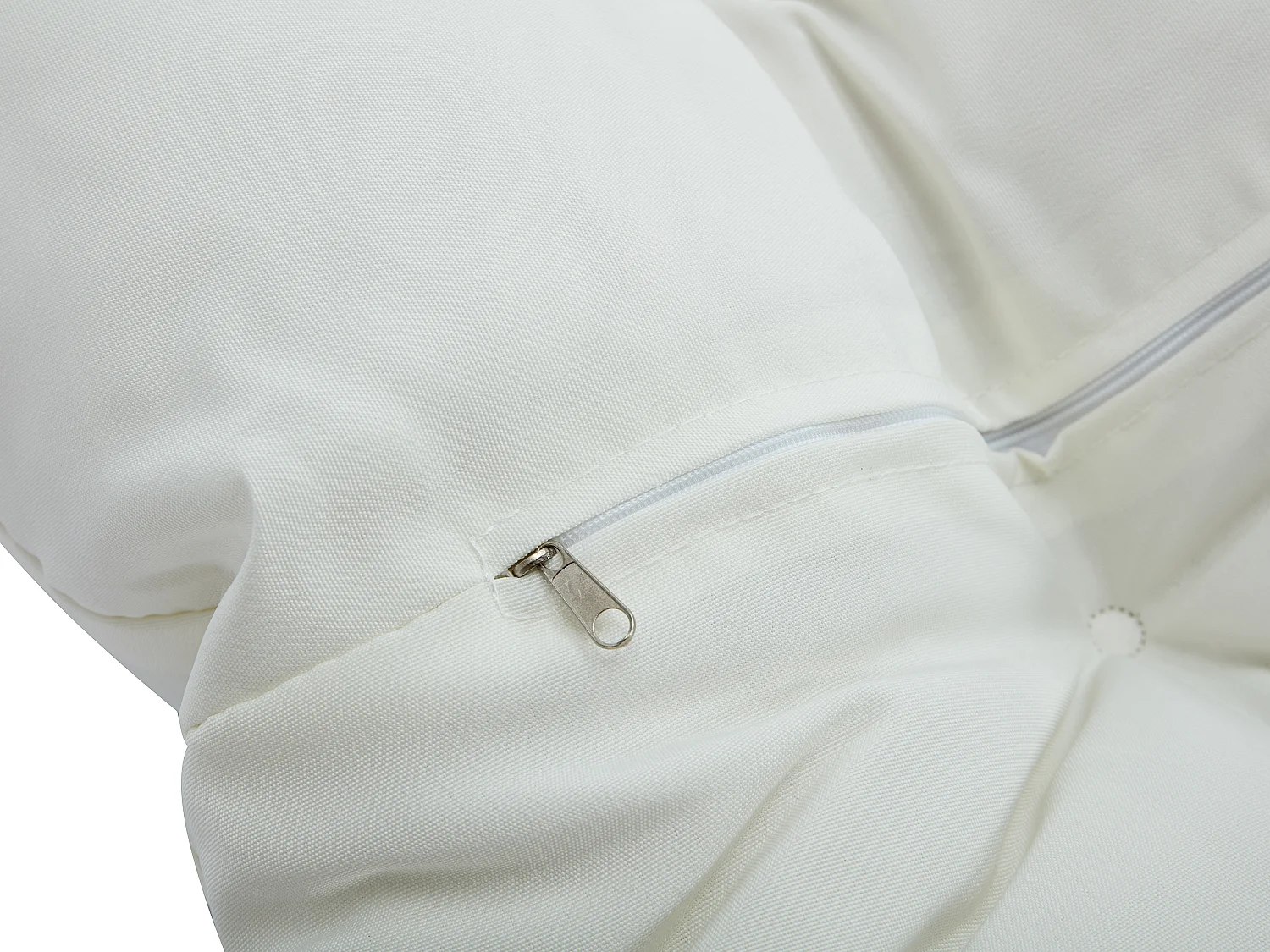 Fauteuil suspendu en résine tressée - Gris clair avec coussins blancs - OROSI de MYLIA