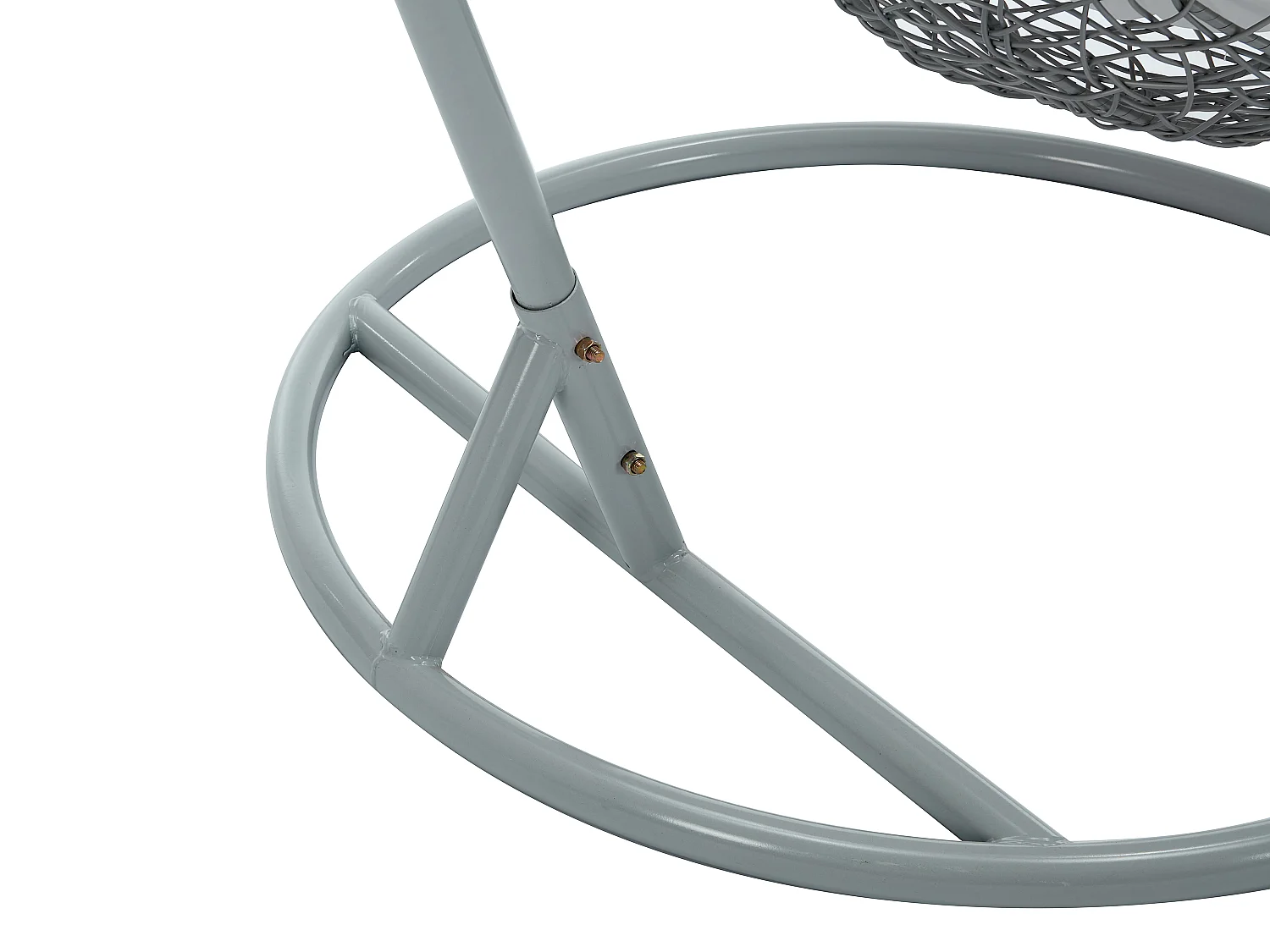 Fauteuil suspendu en résine tressée - Gris clair avec coussins blancs - OROSI de MYLIA