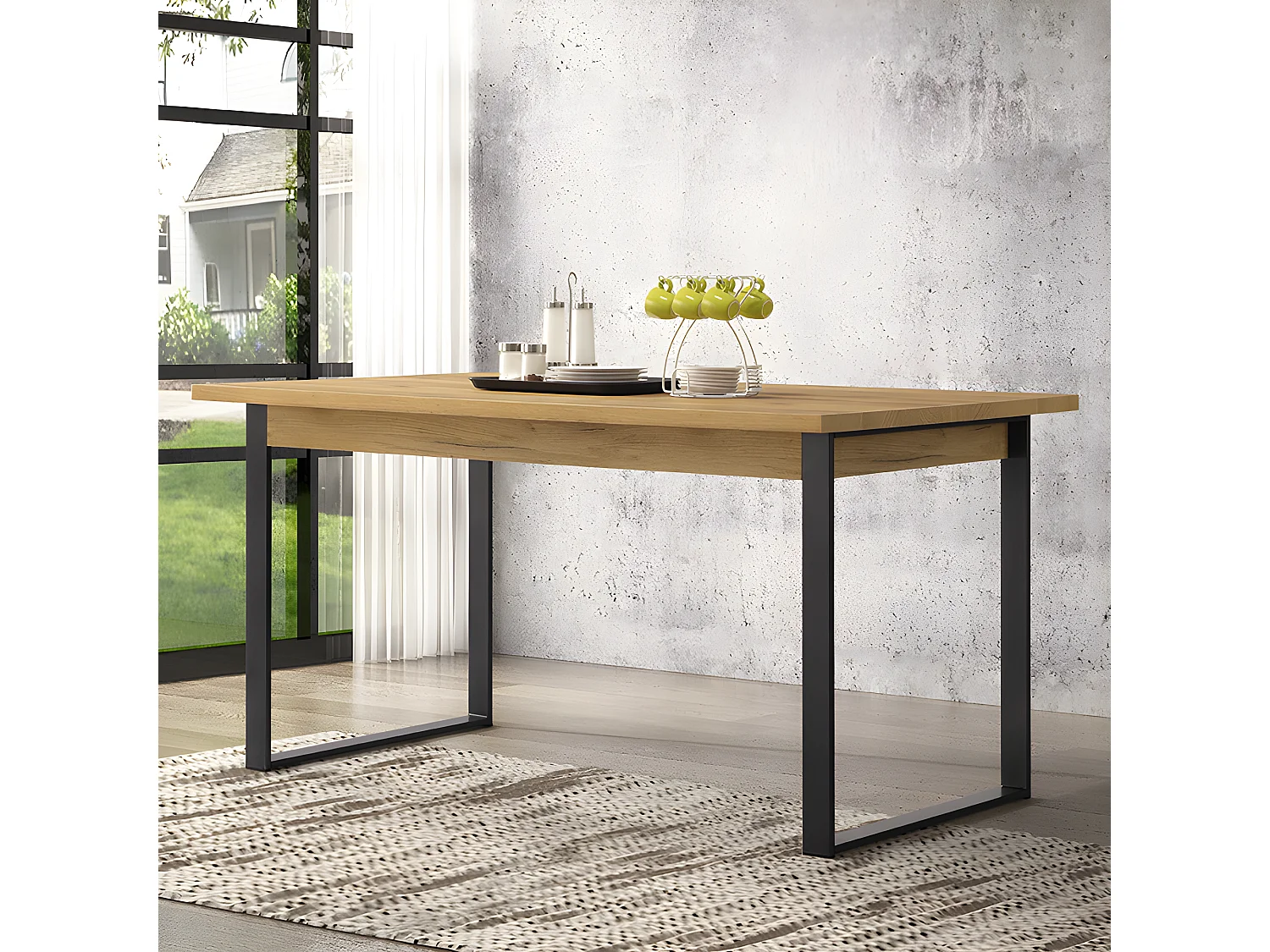 Table à manger 152 x 90 cm pieds métal Ron