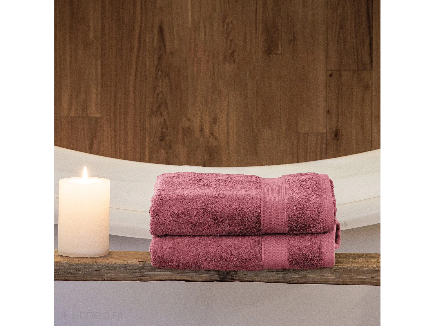 Drap de douche coton 550 g/m2 70x130 cm NAÏA rose Bois de rose