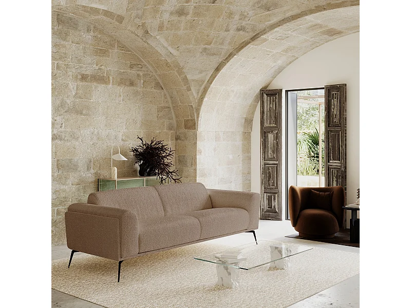 Canapé 3 places bouclette taupe 220cm SWANN