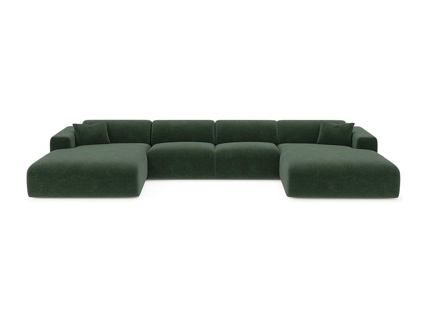Canapé panoramique 7 places MYRA en velours texturé vert olive