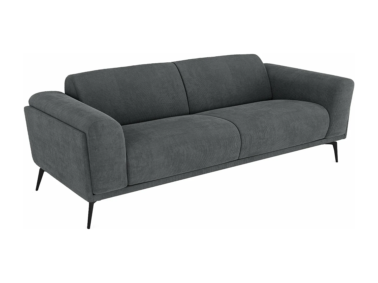 Canapé 3 places tissu tramé gris anthracite 220cm SWANN