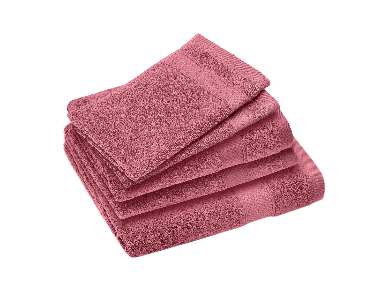 Parure de bain coton 550 g/m2 NAÏA par lot de 5 rose Bois de rose