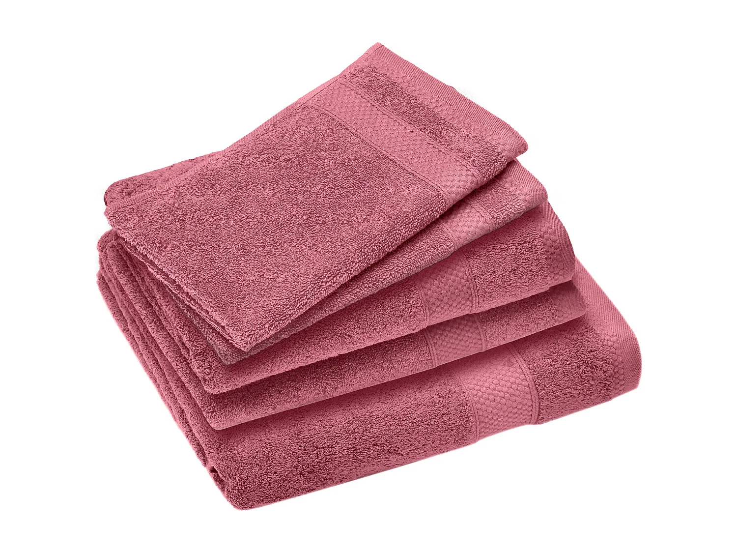 Parure de bain coton 550 g/m2 NAÏA par lot de 5 rose Bois de rose