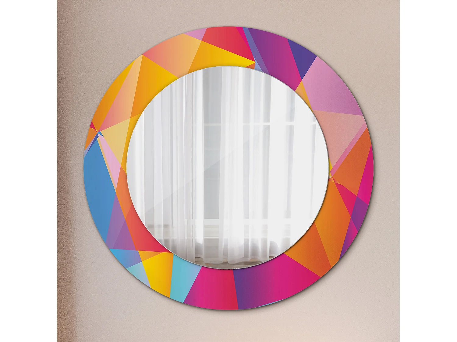 Ronde decoratieve spiegel - Geometrische compositie - 50 cm