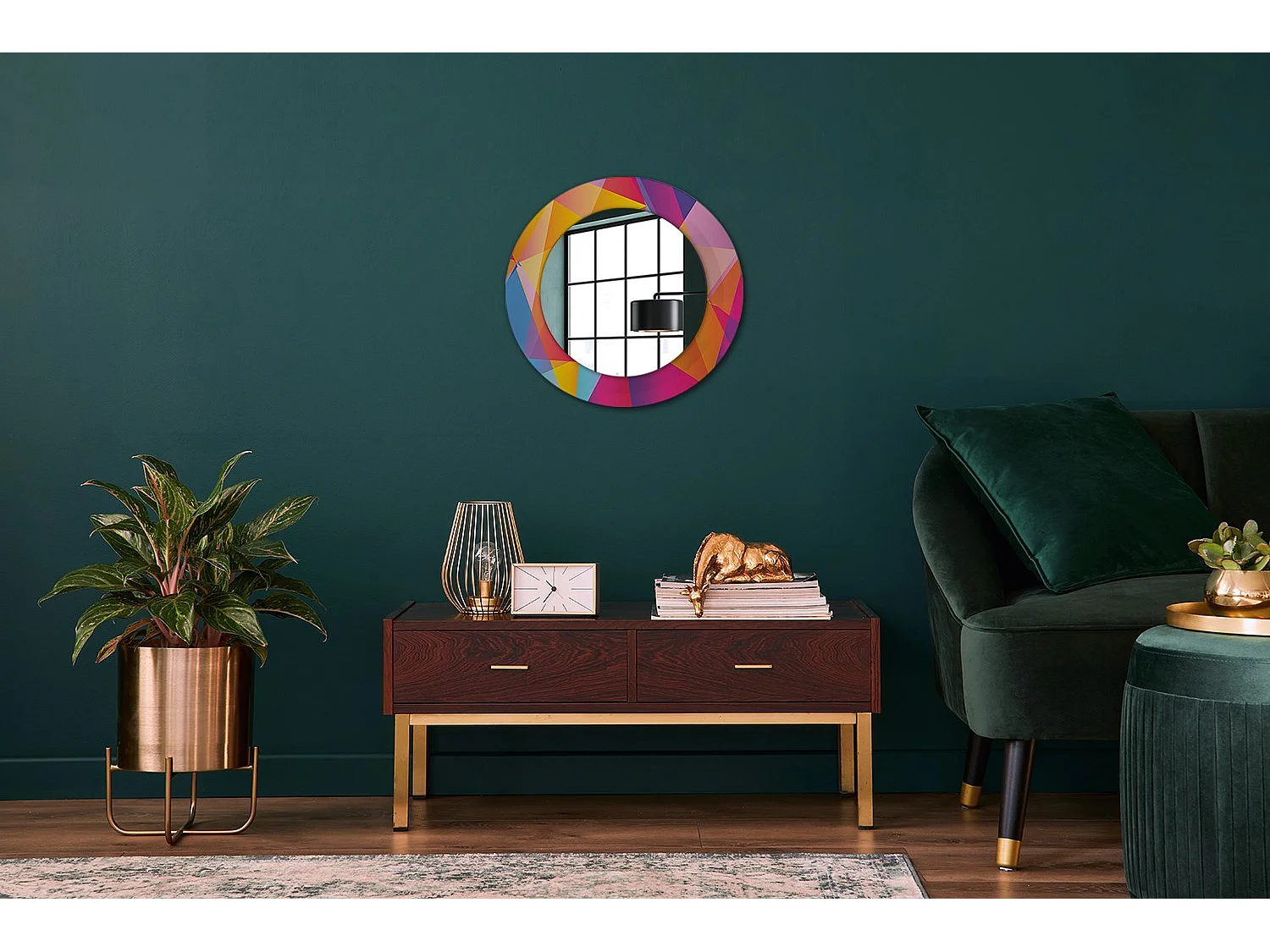 Ronde decoratieve spiegel - Geometrische compositie - 50 cm