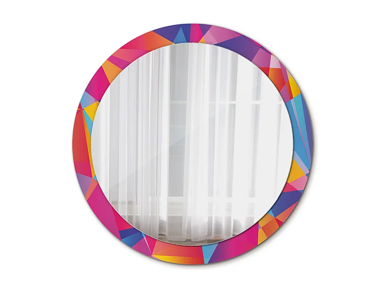 Miroir rond décoratif - Composition géométrique - 90 cm