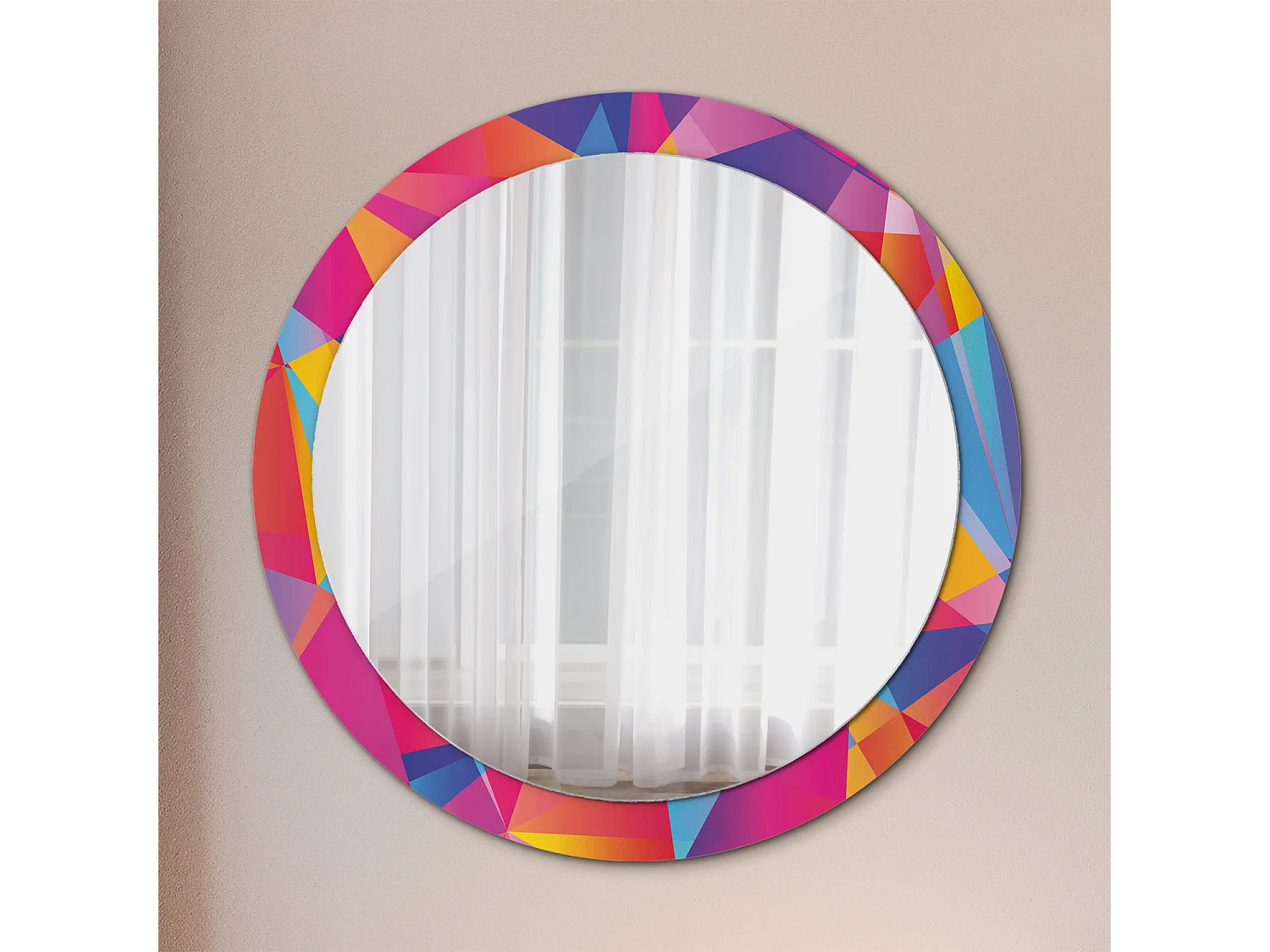 Miroir rond décoratif - Composition géométrique - 90 cm