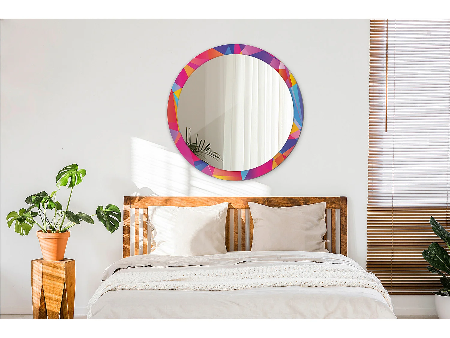 Miroir rond décoratif - Composition géométrique - 90 cm