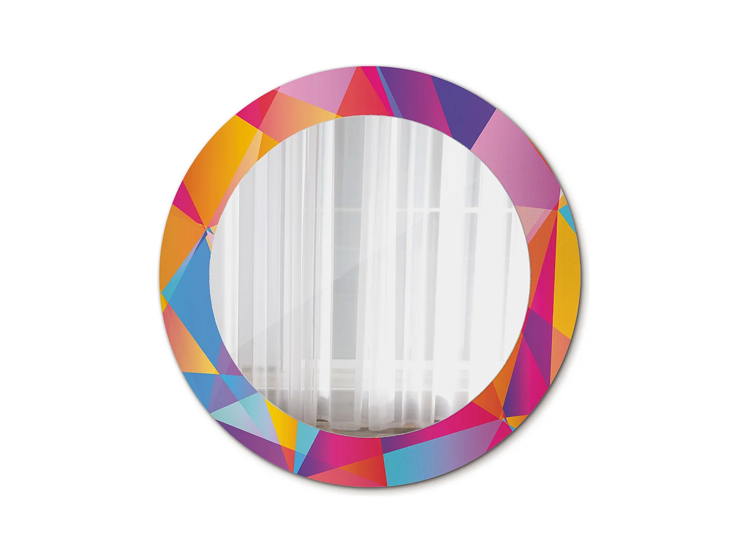 Miroir rond décoratif - Composition géométrique - 70 cm