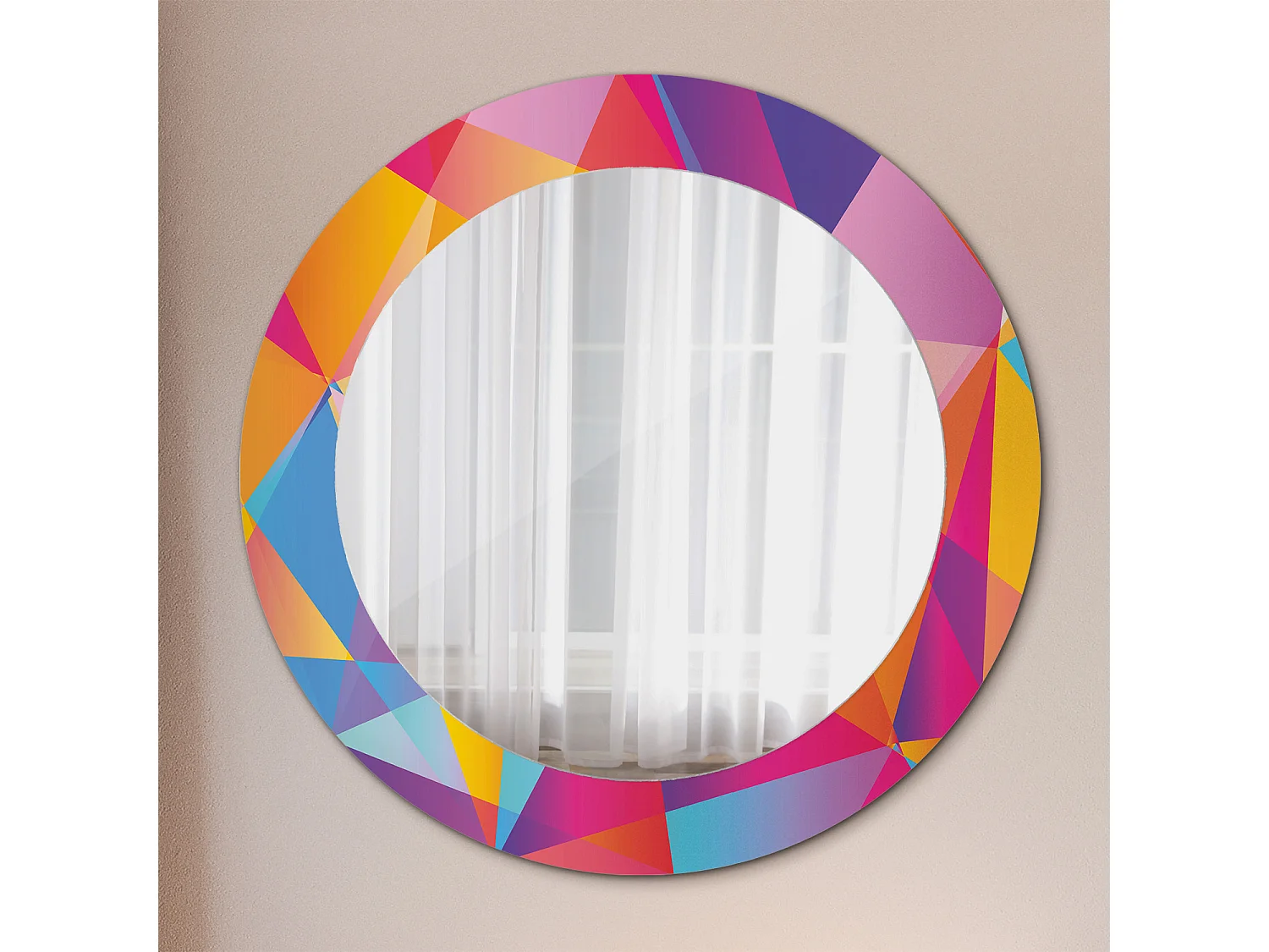 Ronde decoratieve spiegel - Geometrische compositie - 60 cm