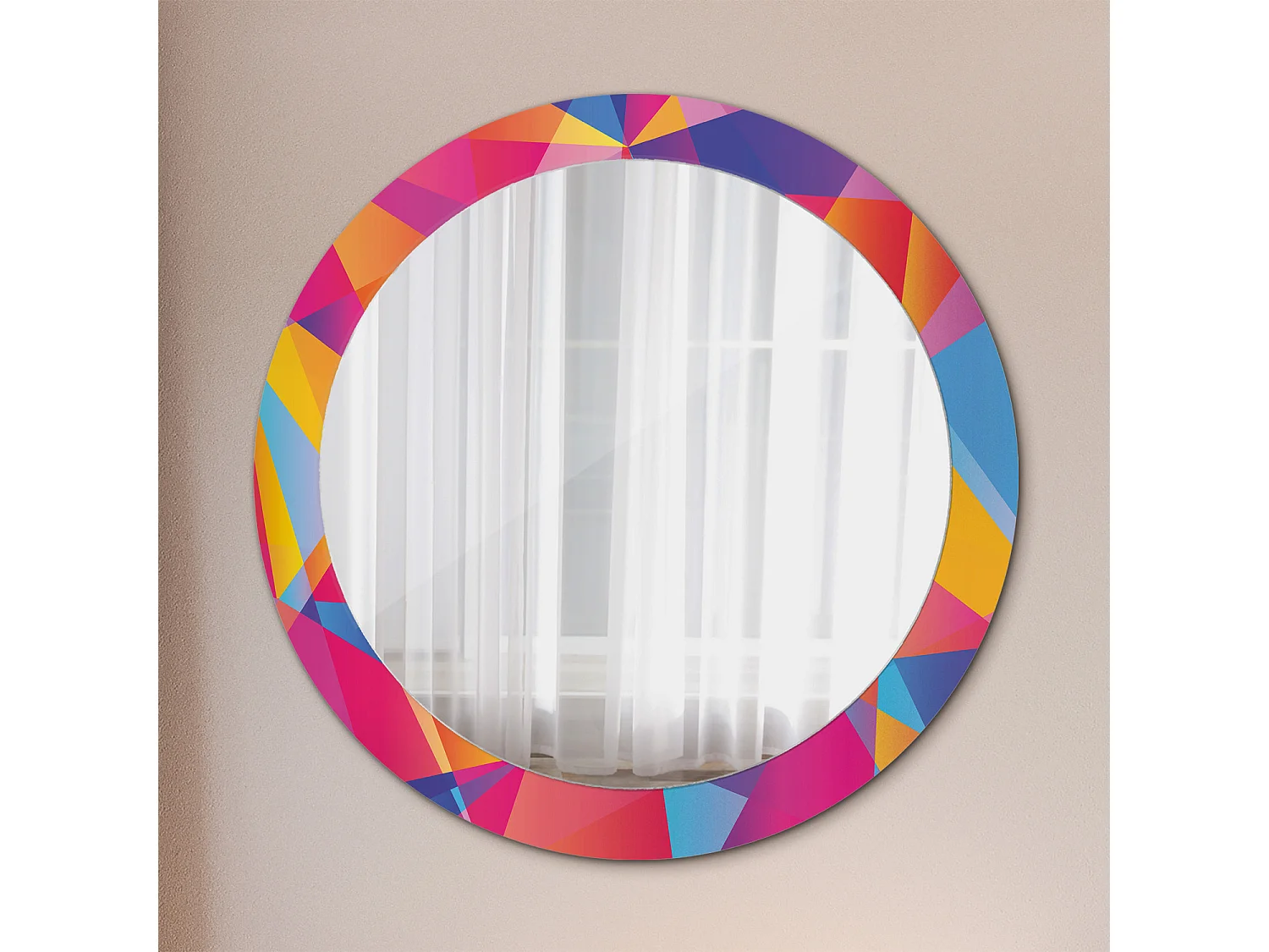 Ronde decoratieve spiegel - Geometrische compositie - 80 cm