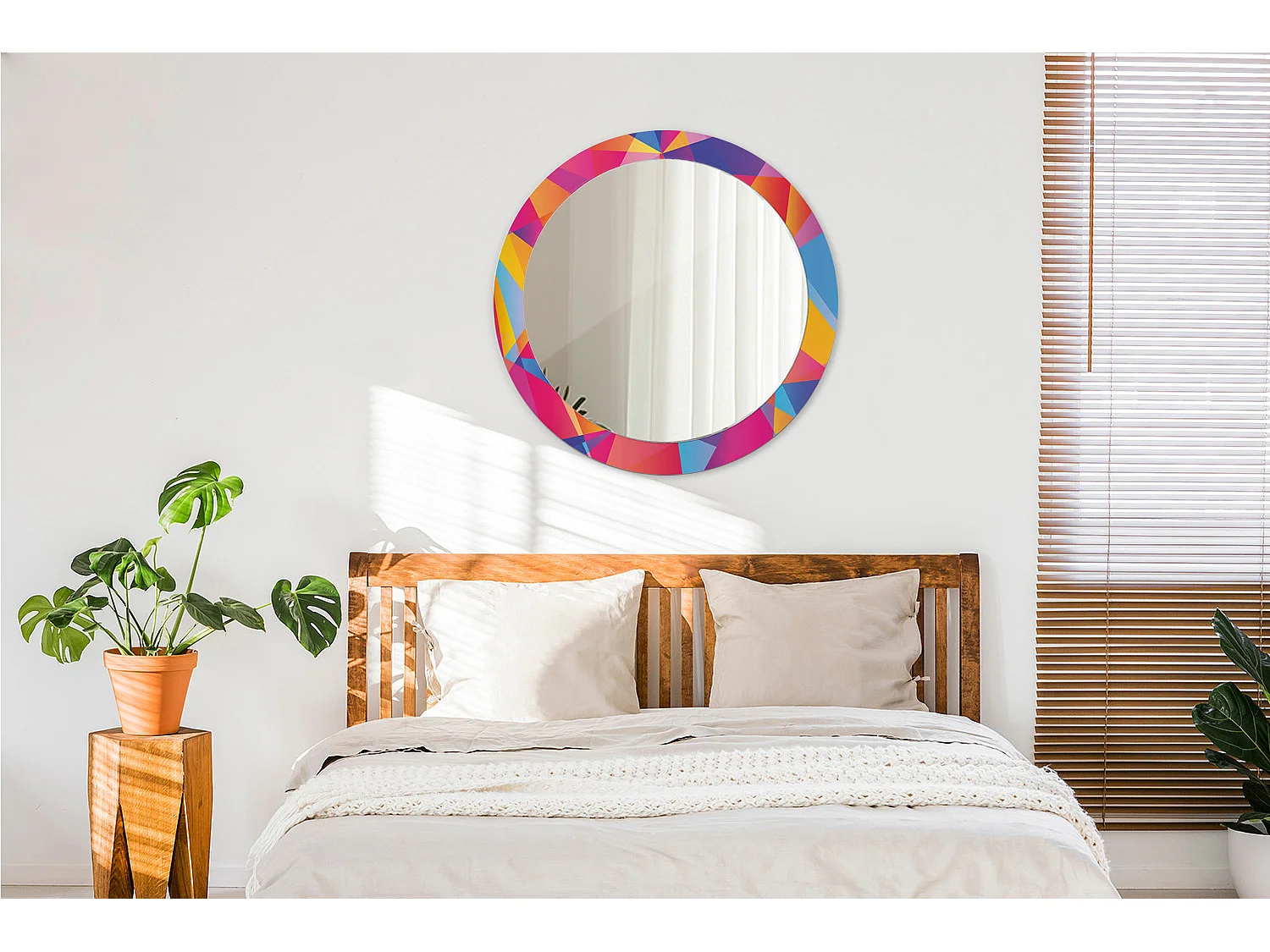 Ronde decoratieve spiegel - Geometrische compositie - 80 cm