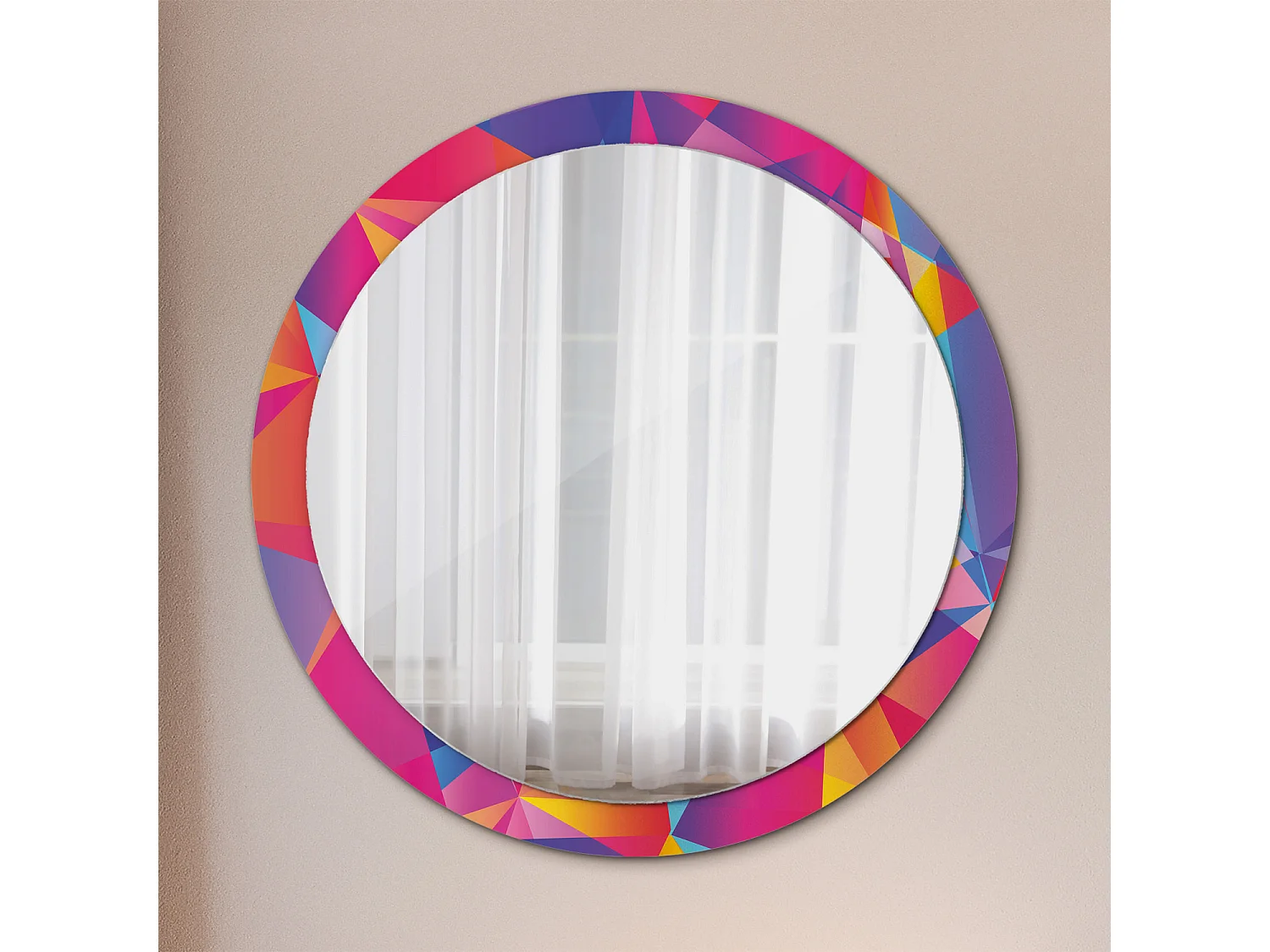 Ronde decoratieve spiegel - Geometrische compositie - 100 cm