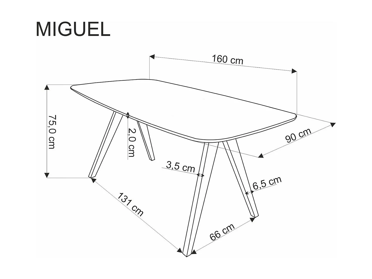 Table à manger Miguel (90x160)/Vernis/Marron