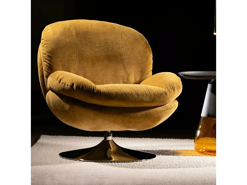 Fauteuil pivotant vintage jaune curry Noche