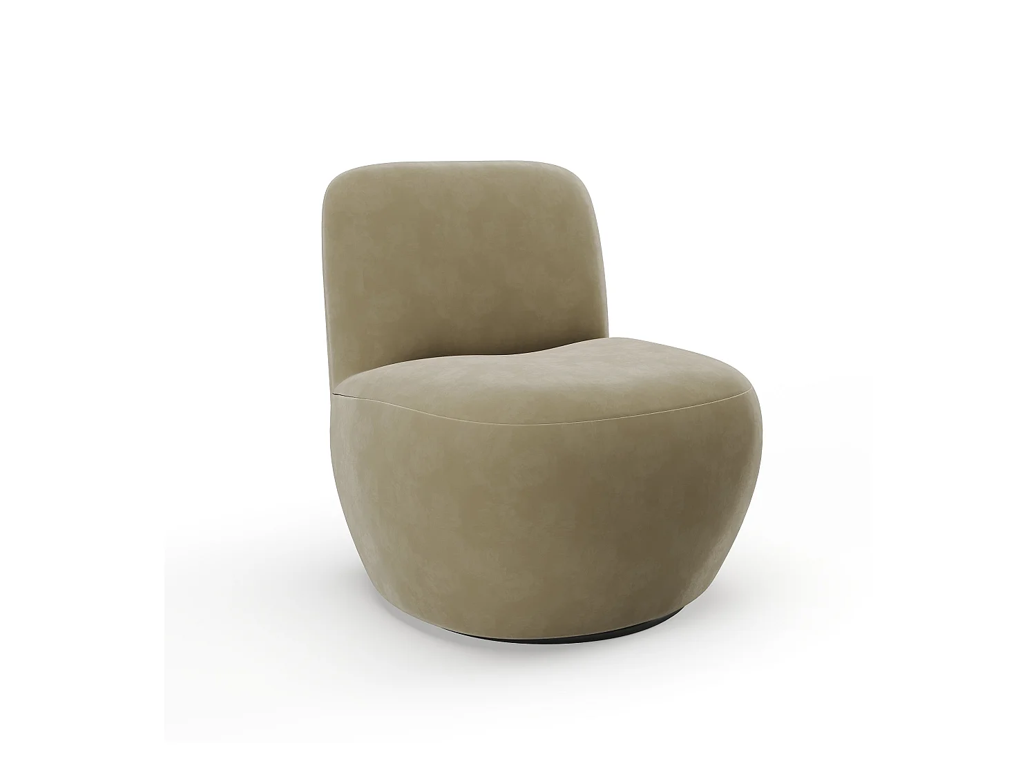 Fauteuil pivotant en tissu velours beige JENA