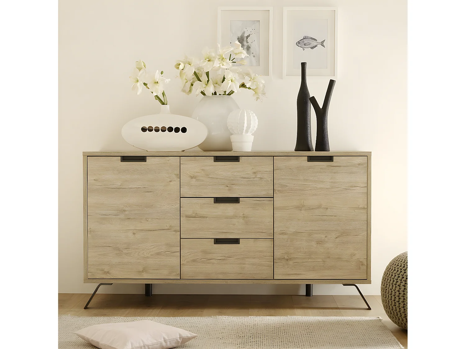 Buffet 2 deuren en 3 laden L156 cm - Palma