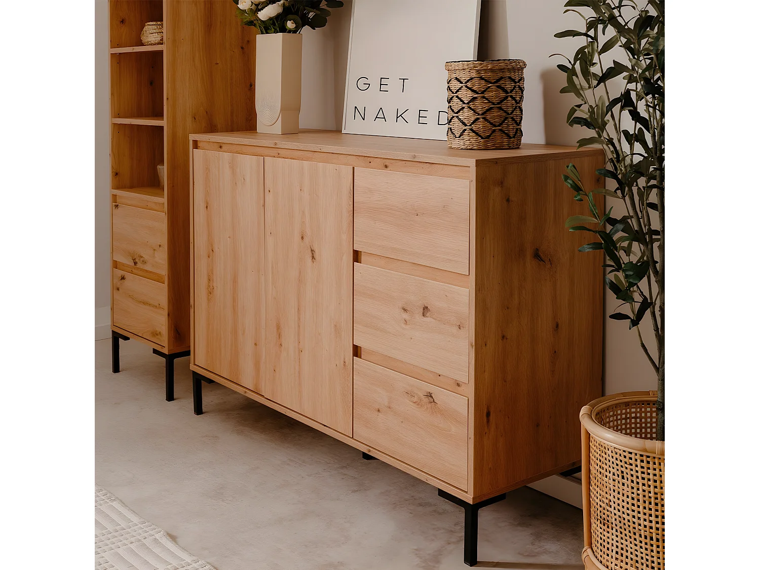 Buffet 2 deuren 3 laden en 1 plank L120 cm - PLOCK