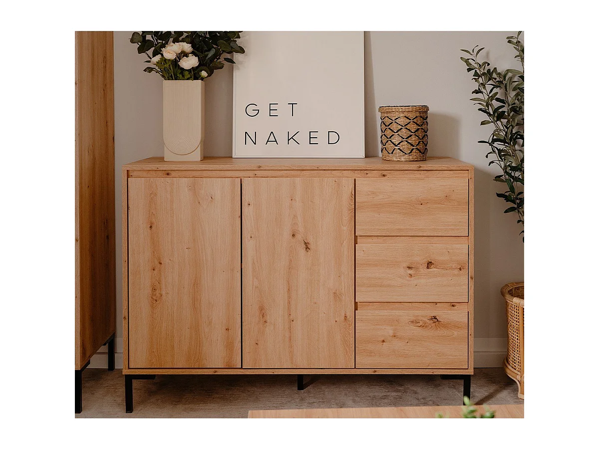 Buffet de 2 portas, 3 gavetas e 1 prateleira L120 cm - PLOCK