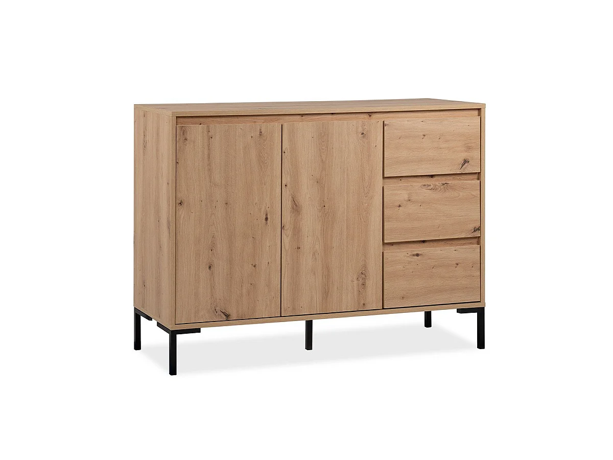 Buffet de 2 portas, 3 gavetas e 1 prateleira L120 cm - PLOCK