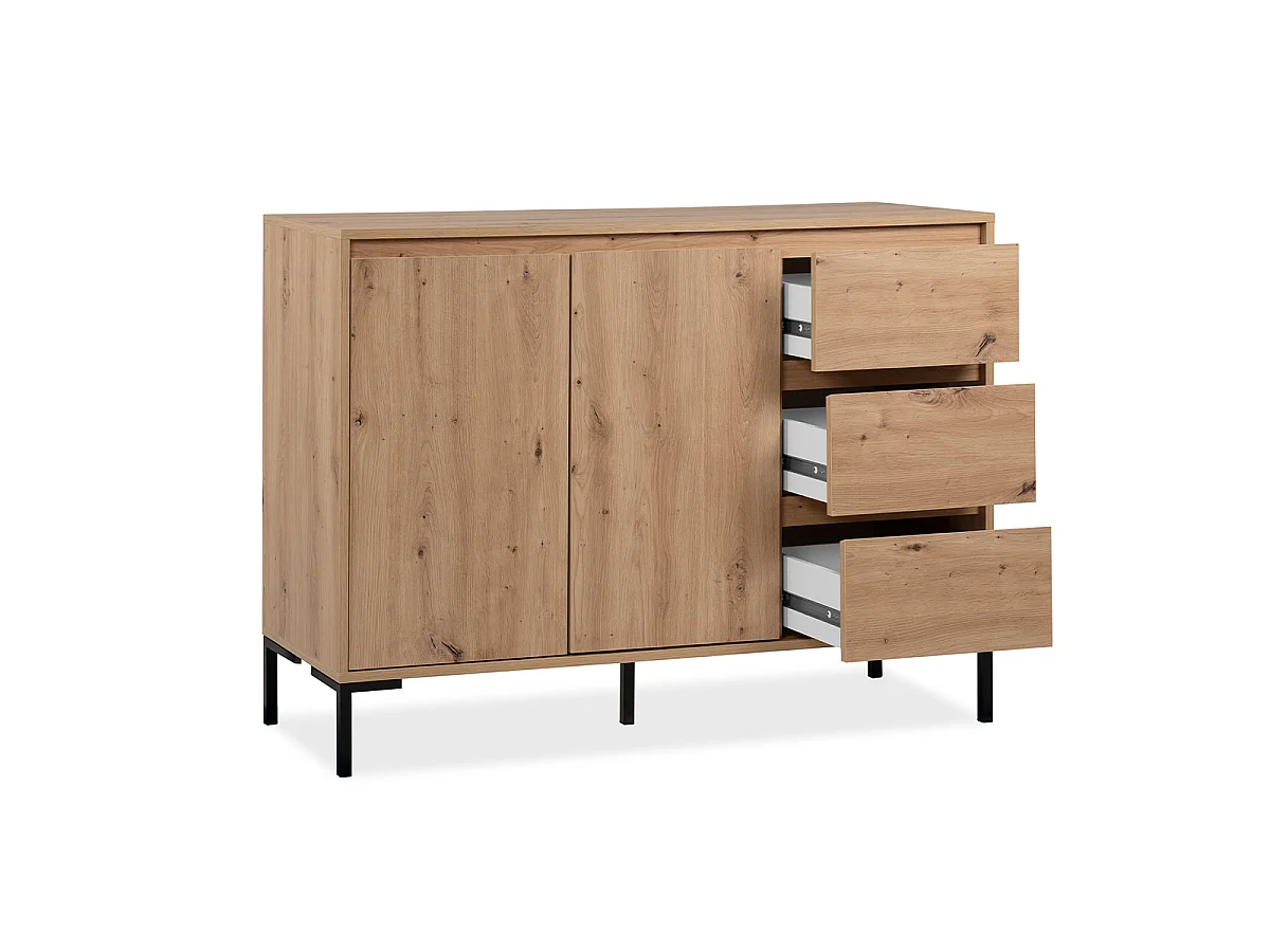 Buffet de 2 portas, 3 gavetas e 1 prateleira L120 cm - PLOCK