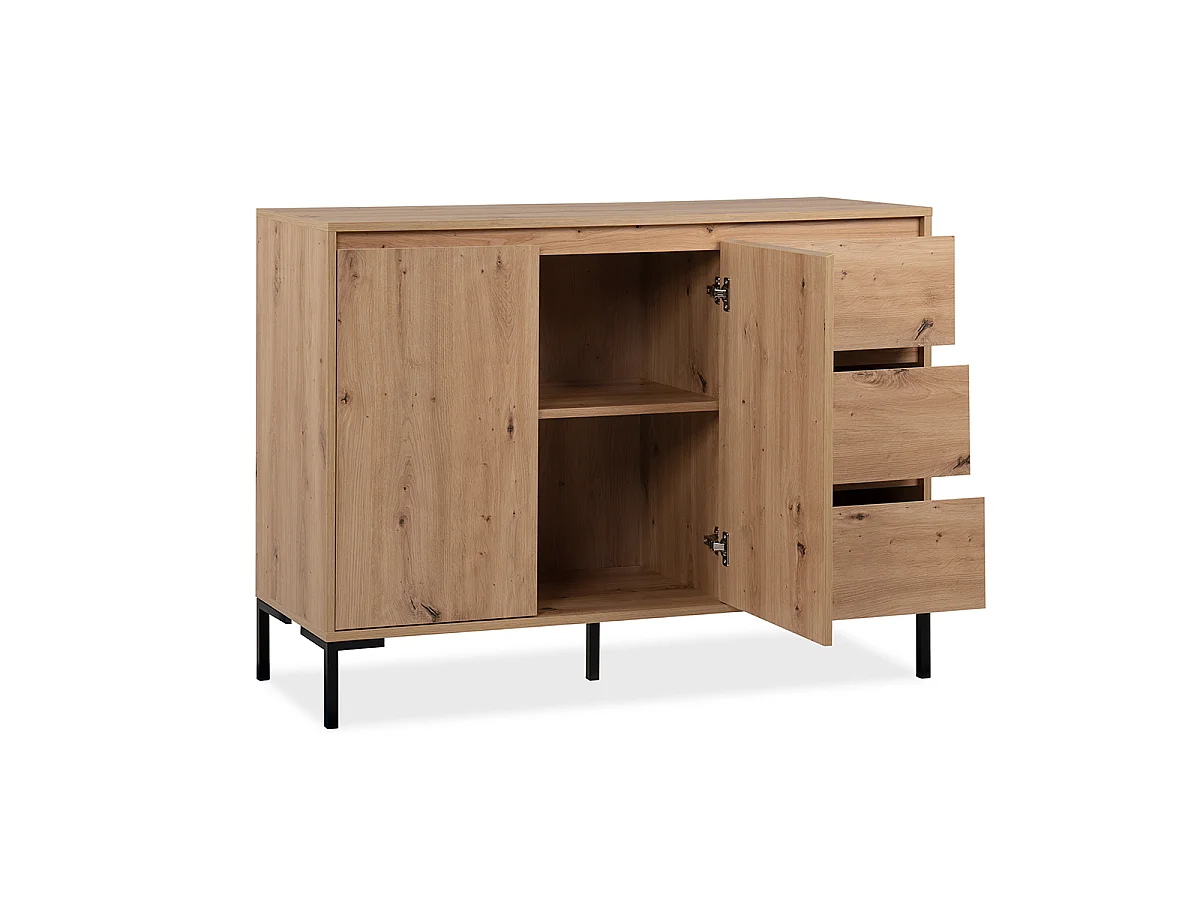 Buffet de 2 portas, 3 gavetas e 1 prateleira L120 cm - PLOCK