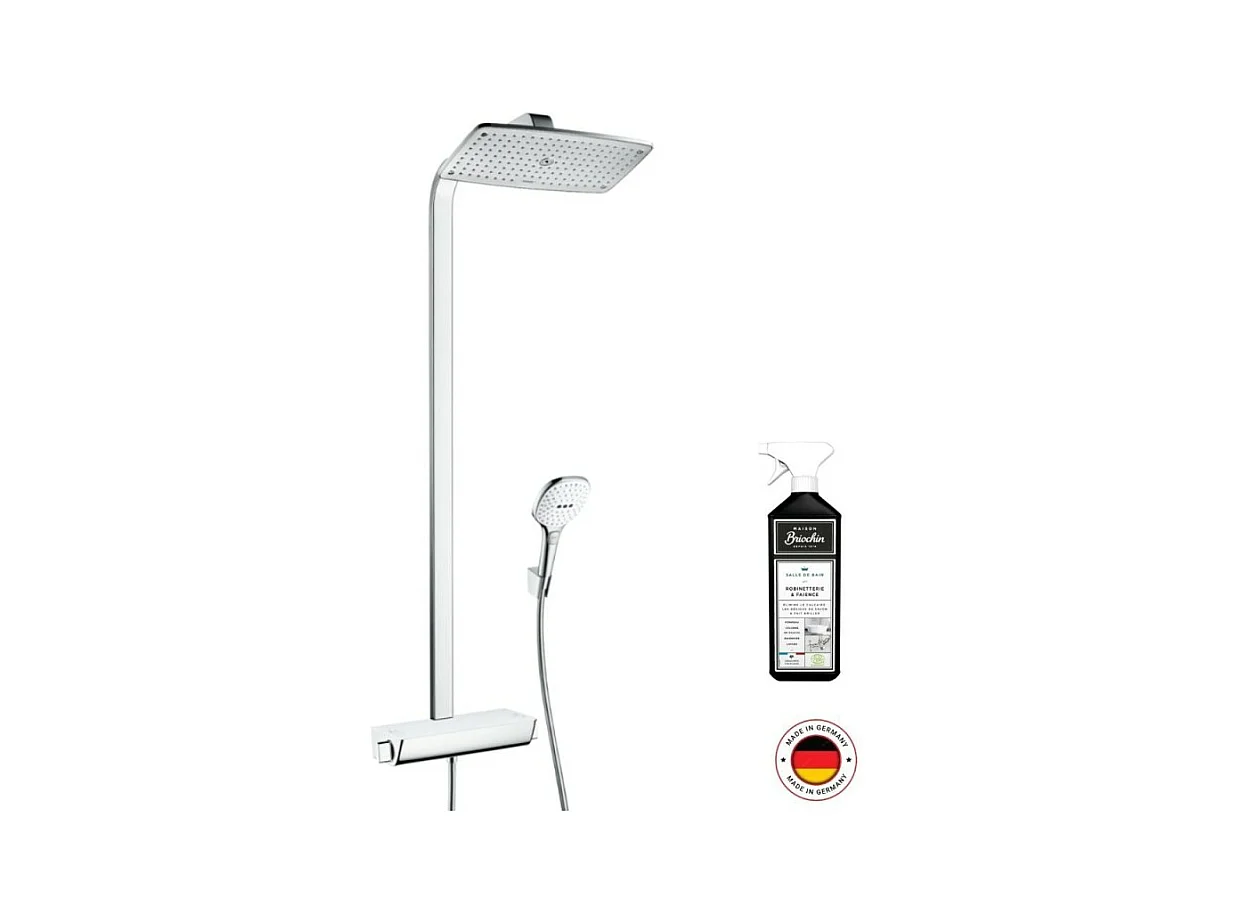 Colonne de douche thermostatique HANSGROHE Raindance E 360 chromée + nettoyant Briochin