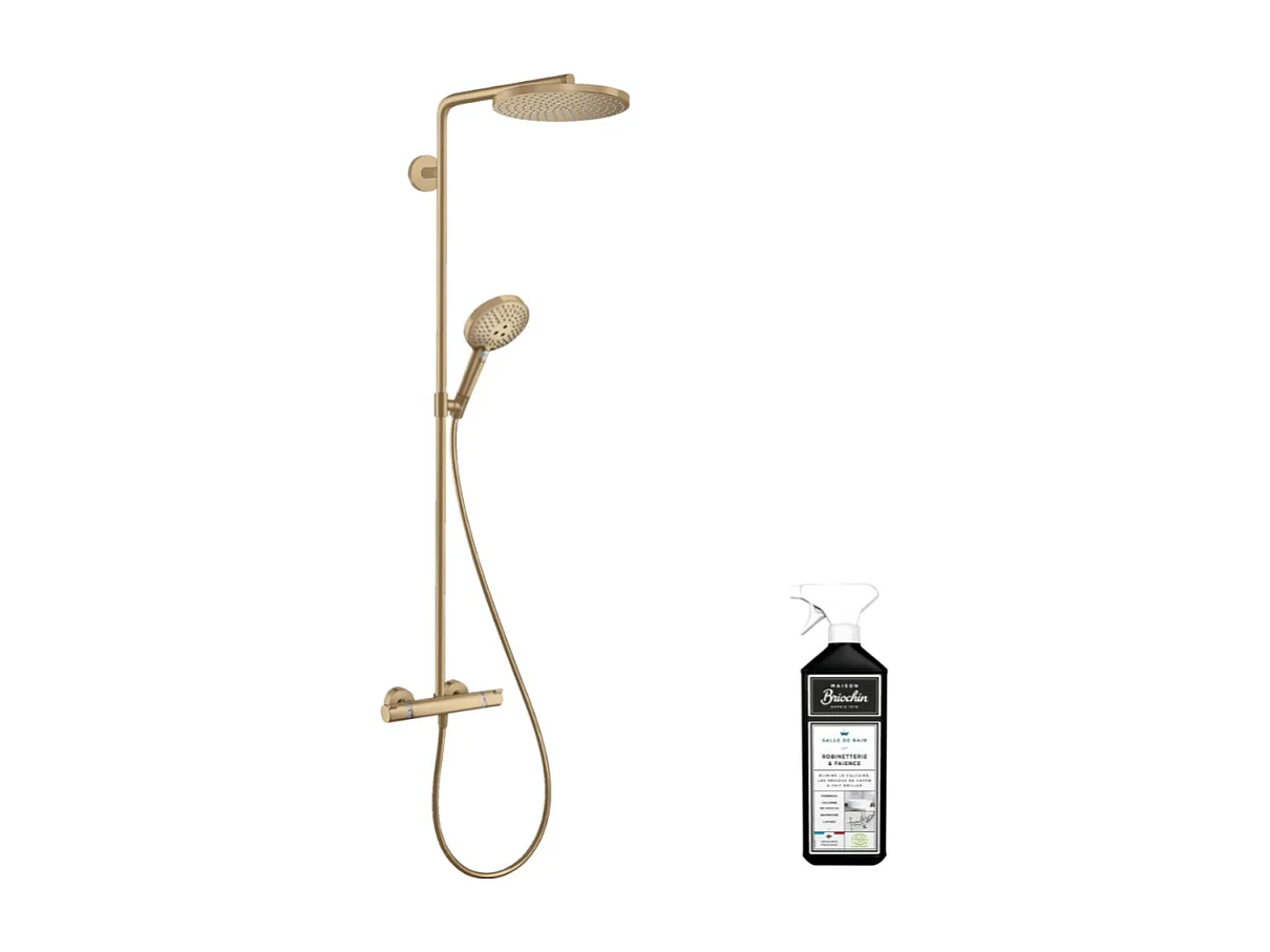 Colonne de douche thermostatique HANSGROHE Raindance Select S 240 bronze brossée + nettoyant Briochin