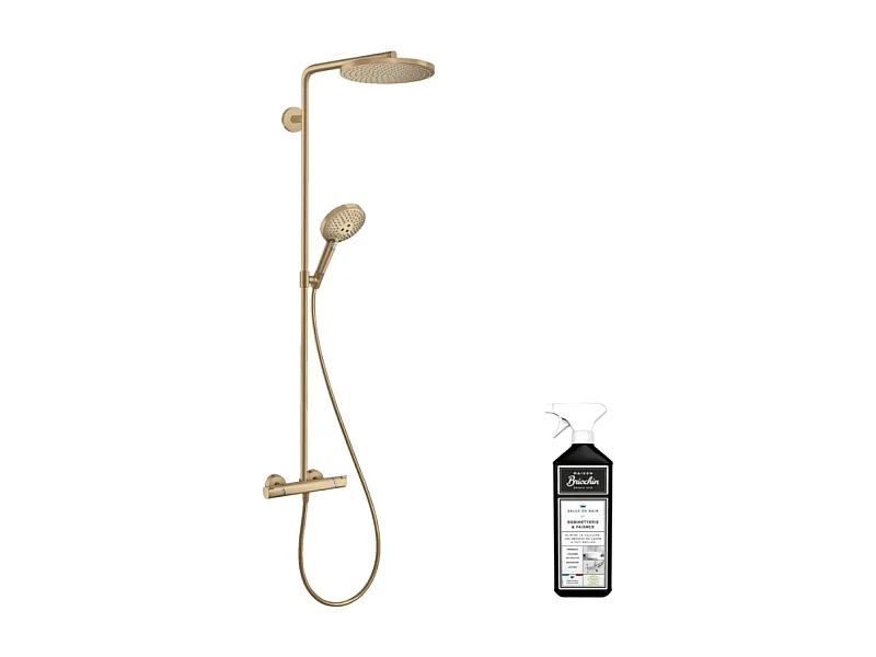 Colonne de douche thermostatique HANSGROHE Raindance Select S 240 bronze brossée + nettoyant Briochin