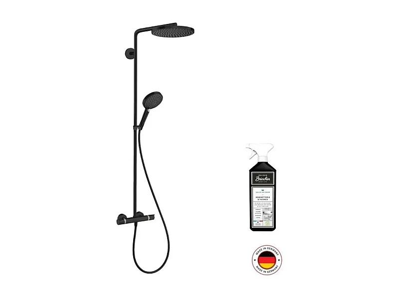 Colonne de douche thermostatique HANSGROHE Raindance Select S 240 noir mat + nettoyant Briochin
